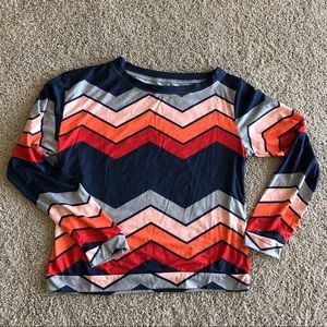 NWT Multicolored chevron off shoulder long sleeve top